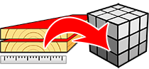 Lumber volume calculator by area and dimensions